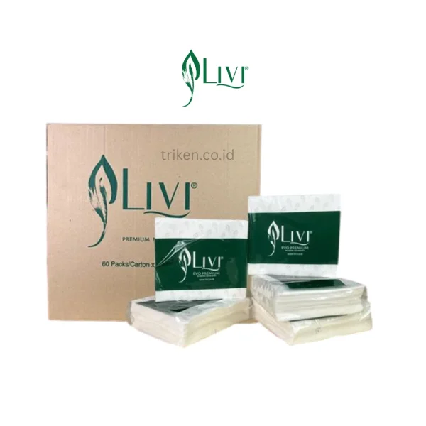 LIVI EVO Premium Napkin MG White Luncheon Full Embossed 100's Potong 2