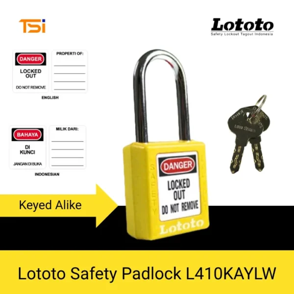 Lototo Safety Padlock L410KAYLW Keyed Alike